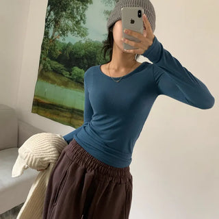 [Slim Fit/Fit Guaranteed] Ash Basic U-Neck Long Sleeve Tee (8 colors)