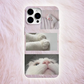 Cat Close-up Pink Fur Background Hard iPhone Case