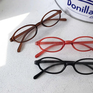 ◈Free PouchElongated Round Oval Unique Horn-rimmed Glasses Round Oval Y2K Frame Eyeglass Frame Geek Chic Moving Glasses