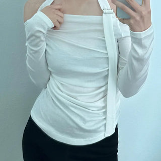 Buckle Shirred T-shirt