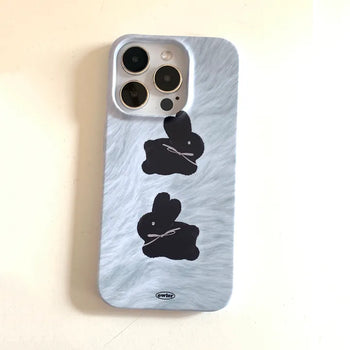 Ribbon Black Rabbit Fur Background Hard iPhone Case