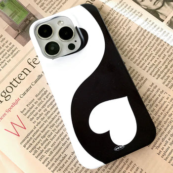 Heart Yin-Yang Color Block Matte Hard iPhone Case
