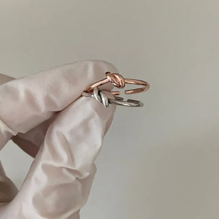Simple Knot Open Ring Oil Painting Rose Gold