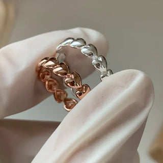Heart Pattern Volume Ring Silver Rose Gold