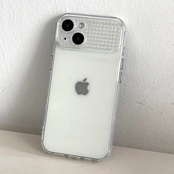 Twinks Glitter Point Color Block Transparent Full Cover iPhone Case