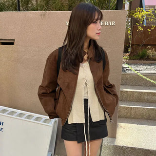 [UNISEX] Suede High-Neck Two-Way Jacket 2 Colors