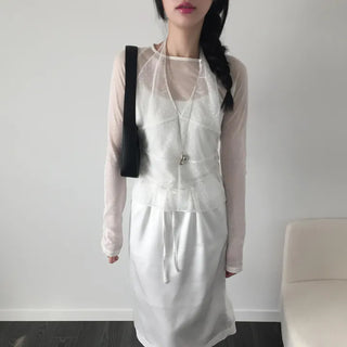 Dot Bustier Halterneck Layered Sleeveless See-through Unique