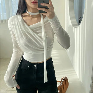 Ribbed Drape Tie Set T-shirt