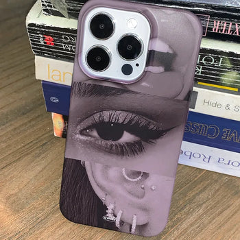 Face Cut Purple Y2K Hard iPhone Case
