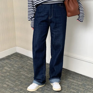 Color-transfer-free Non-fade Raw Wide Denim Pants  Raw Black Denim