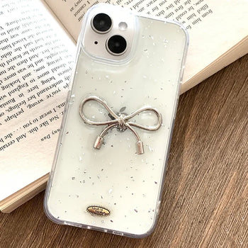 Rodin Metal 3D Ribbon Glitter Transparent iPhone Case