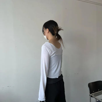 Double V-neck long-sleeve tee