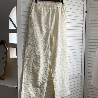 *Beware of Counterfeits* Same-day Shipping Flower Embossed Wide Pants