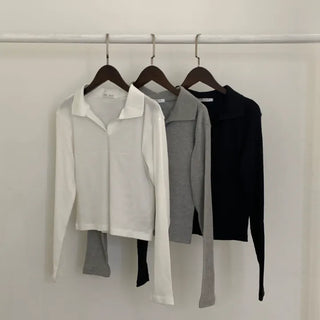 Celine Collared Ribbed T-shirt