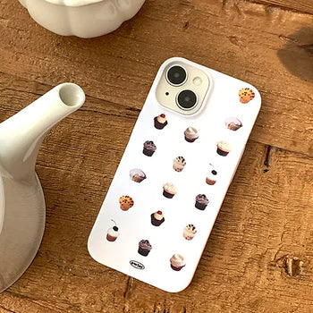 Many Muffin Pattern White Hard iPhone Case