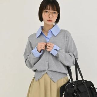 Salon Shirt Cardigan Set