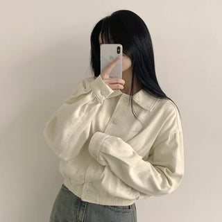 Cotton Collared Banded Crop Jacket