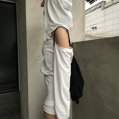 Shoulder Hole Hooded Shorts Set (3 colors)