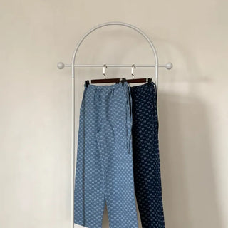 Ribbon Denim Wide Elastic Waist Pants