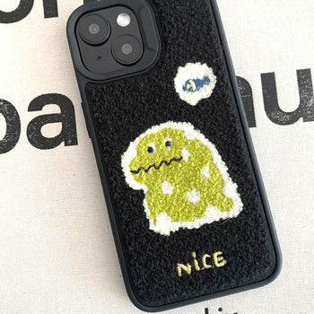 Nice Dinosaur Fur Embroidery Bumper iPhone Case