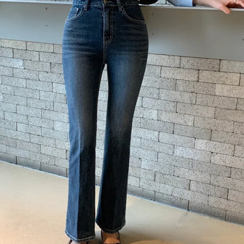 Splen dark blue slim long bootcut denim pants