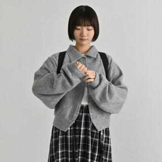 Fuku collar balloon cardigan