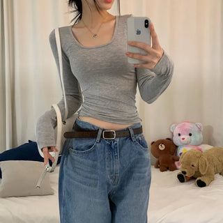 [Spring ver.] [Delicate Fit/Slim Fit] Daily Square Round Basic Inner Long Sleeve T-shirt (4 colors)