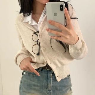 [10 colors/Delicate fit/Cinched waist~] Milk Spring Solid Daily Round Cardigan