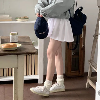 Cotton Shirred Flare Elastic Waist Mini Skirt