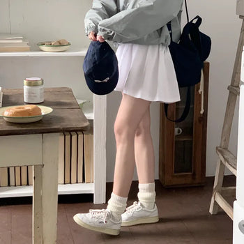 Cotton Shirred Flare Elastic Waist Mini Skirt