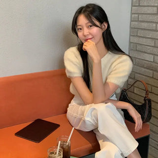 Demoe Wool Round Neck Short Sleeve Knit