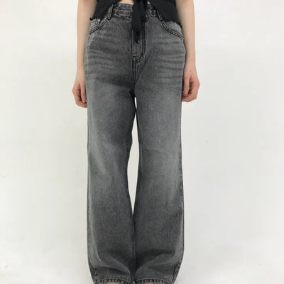 Washed black denim pants
