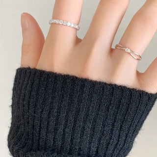Cubic Chain Sliding Ring, Adjustable Length, Sizes 9 to 21