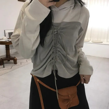Color Block Ribbon Hoodie