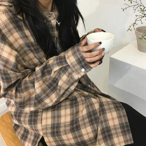 Hooded Cap Check Shirt