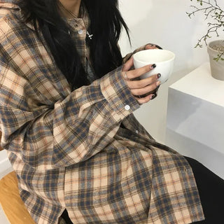 Hooded Cap Check Shirt