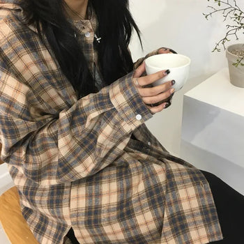 Hooded Cap Check Shirt