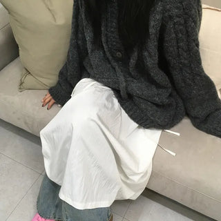 Cable Knit Hooded Long Knit