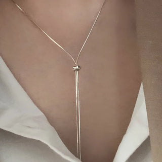 Snake Chain Y Drop Necklace with Adjustable Silicone Ball
