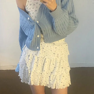 Peach Crop Cable Knit Cardigan