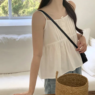 Lace Pintuck Bustier Sleeveless Blouse