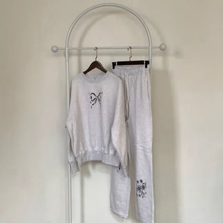 Ribbon Flower Sweatshirt & Training Pants Set