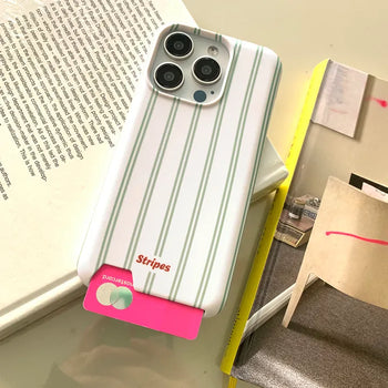Two Green Stripe Card Wallet Hard iPhone Case