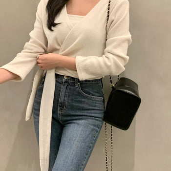 Moreble Strap Wrap Knit + Sleeveless Set