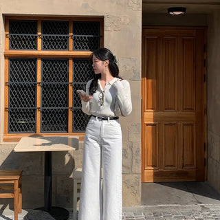Rotia Cut-off Long Wide Cotton Pants