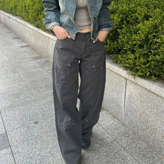 Carpenter Eyelet Cut Cargo Wide Pants S, M - 1 color