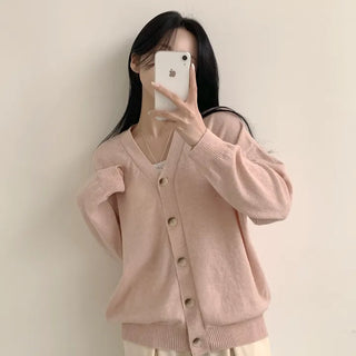 Amazing Colors, Cashmere V-Neck Boxy Long Sleeve Knit Cardigan