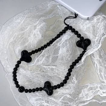 Lolly Black Heart Ball Ball Keyring Strap
