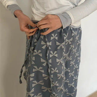 Side Ribbon 3D Embossed Wide Pants