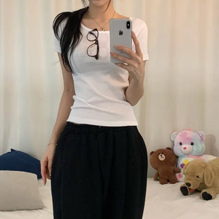 [Slim Fit/11 Colors] Basic Plain Layered Stretchy Spring/Summer Short Sleeve T-shirt